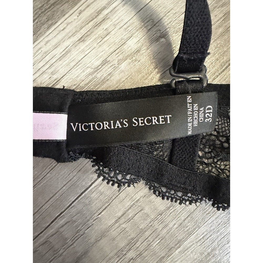 VICTORIA SECRET Sexy Little Things Lace Push Rhinestones Underwire Floral 32D - Picture 7 of 10